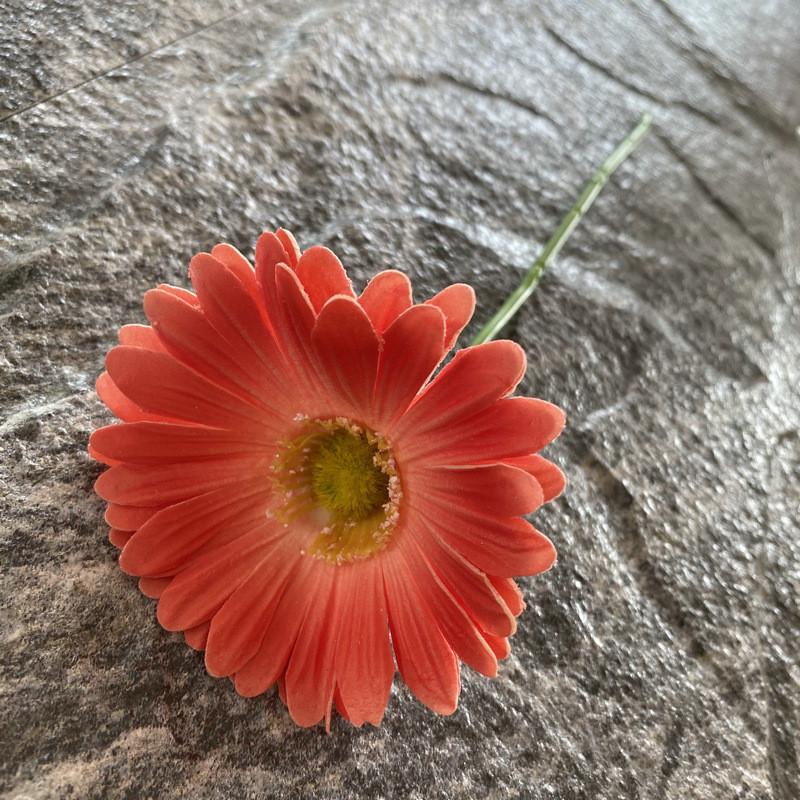 Pu Gerbera Daisy Artificial Flower For Wedding Decor Home Styling Soft Rubber Material