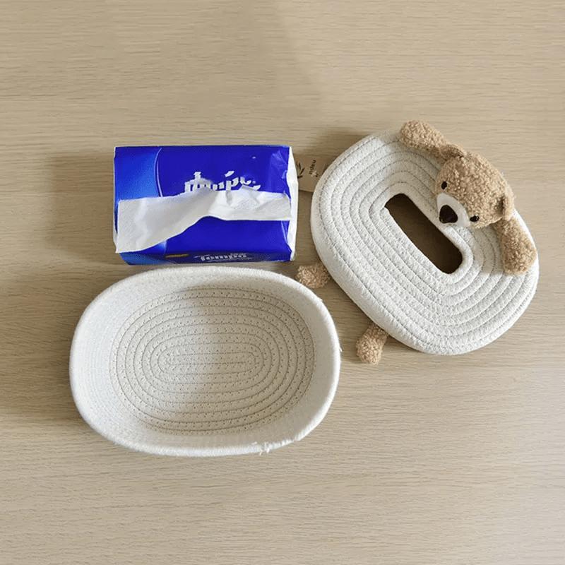 Nordic Style Creative Tissue Box Cartoon Cotton Rope Rectangular Home Living Room Table Napkin Holder