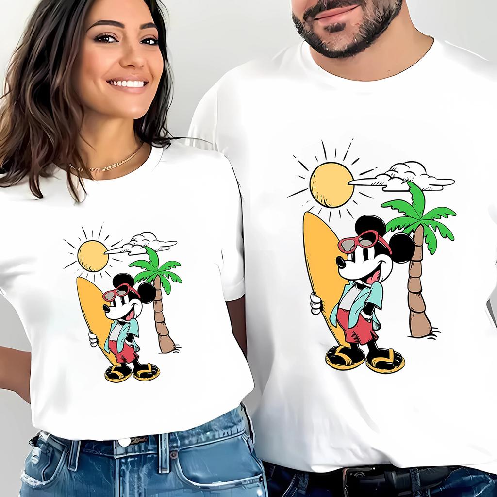 D06-92 MINISO 2026 Summer High-quality Printed Pure Cotton Shoulder Style Men's and Women's Round Neck Short Sleeved Couple T-shirt