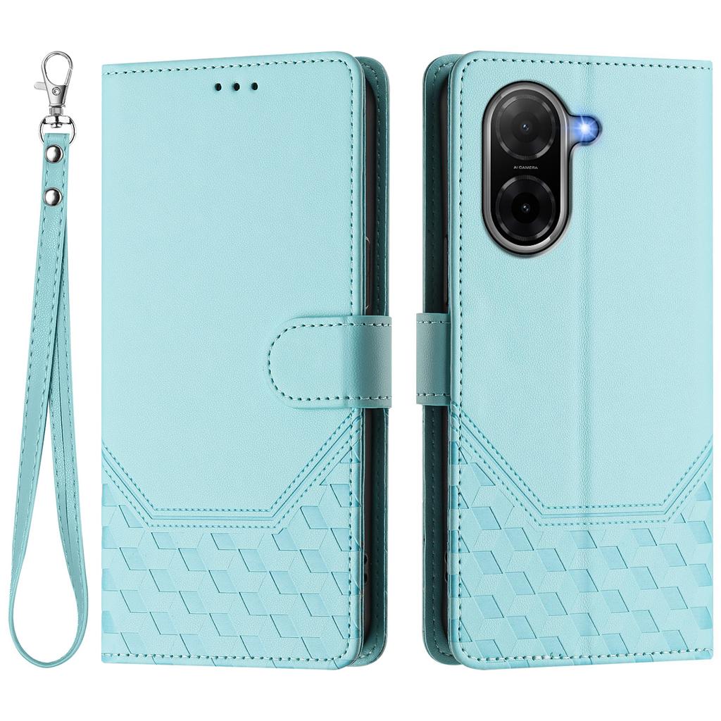 For Xiaomi Poco C71 4G/Xiaomi Redmi A5 4G (171.7*77.8*8.3mm) Case Imprinted Honeycomb RFID Blocking Leather Phone Cover with Strap