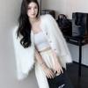 White Long Hair Mink Fleece Cardigan Women Spring and Autumn Celebrity Fashion Small Fragrant Style Foreign Short Cardigan Coat