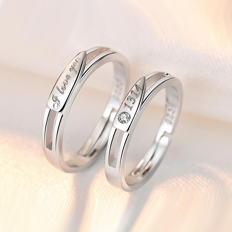 2pcs Couple 925 Sterling Silver Rings Sparkly Zircon for Women and Men Superior Luxury Wedding Jewelry Anniversary Gift