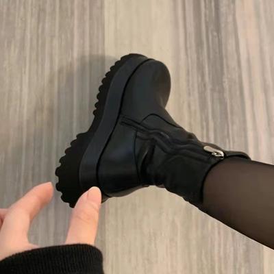 British Martin Boots Women's New Mid Boots Internet Celebrity Platform Boots Boots Heightened Elastic Thin Boots