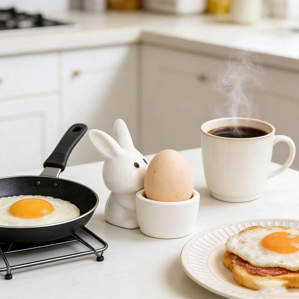 Stable Ceramic Egg Cup Smooth Rabbit Eggs Cup Creative Egg Stand Holder  Easter Decor