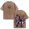 JoJo's Bizarre Adventure Jotaro Kujo Anime T-shirt Men Clothing Vintage Washed Oversized T Shirt Short Sleeve Cotton Tees Tops