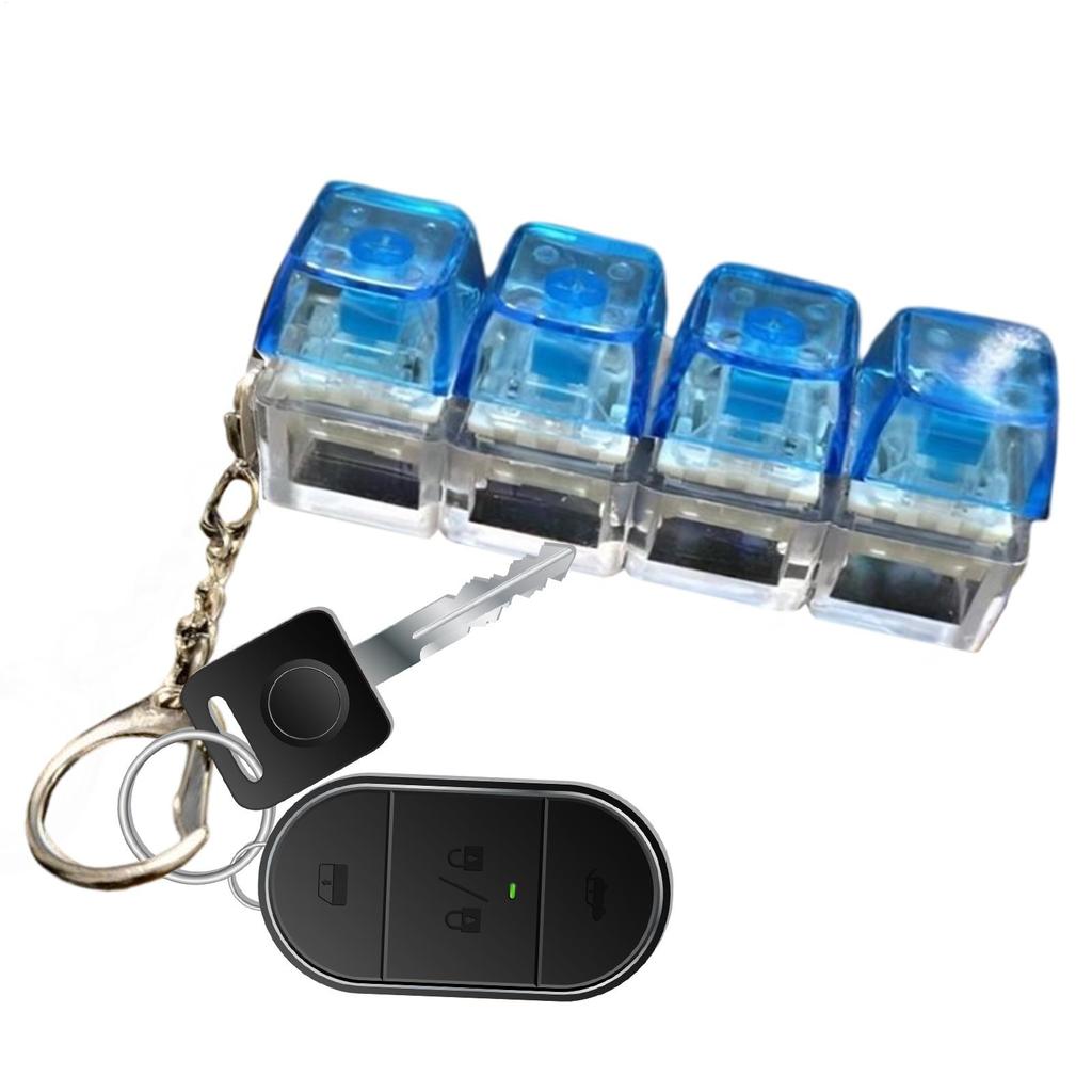 4 Keys Finger Keyboard Keycap Key Button Fidget Keychain Crystal Clicker Sensory Toy Stress Relief Clicker Toy With Led Lights