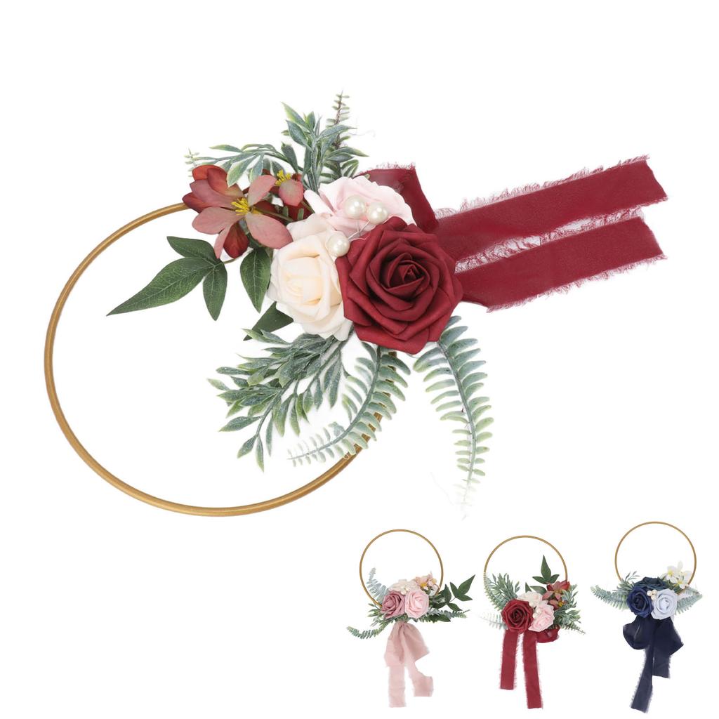 Artificial Succulents Wreath Iron Foam Greenery Wreath Portable Bridal Wreath for Wedding Celebratio