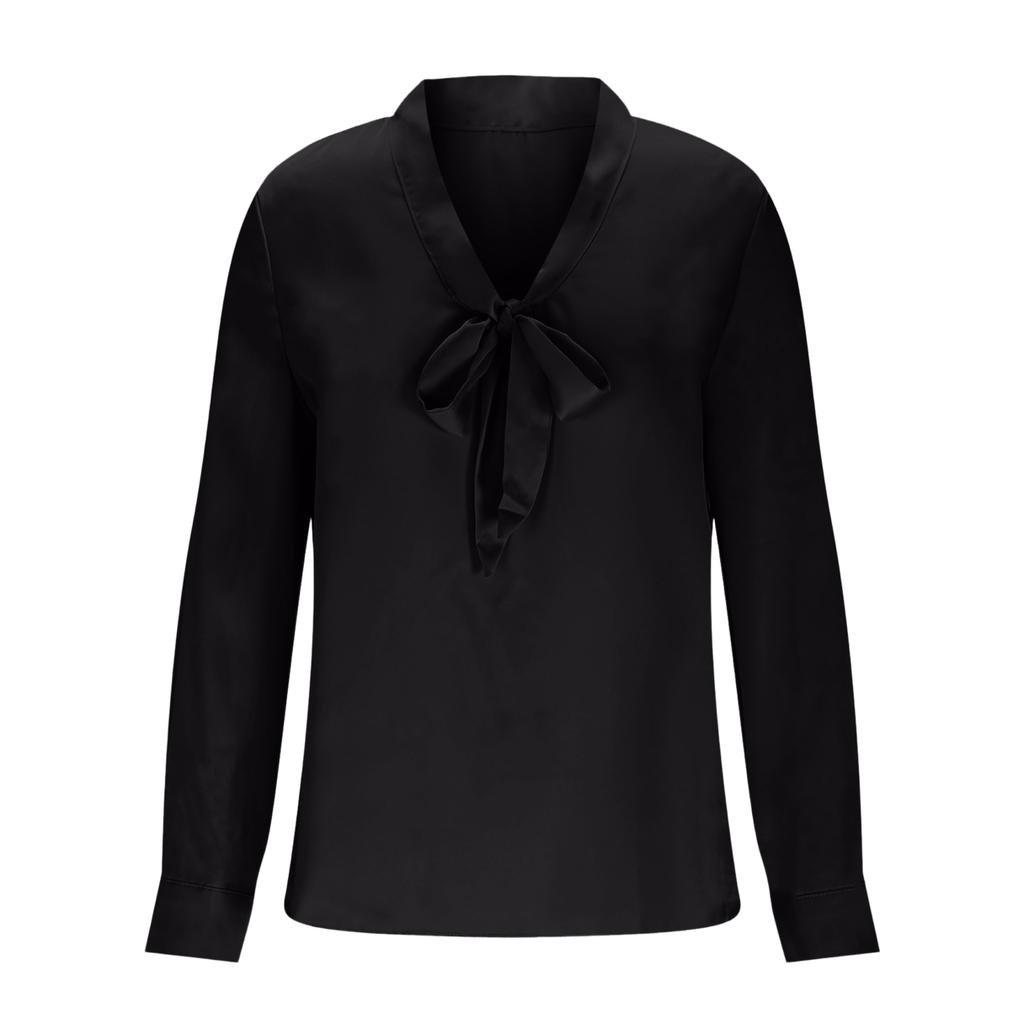 Ladies' Solid Color Fashionable And Elegant Satin Long Sleeved Shirt Top