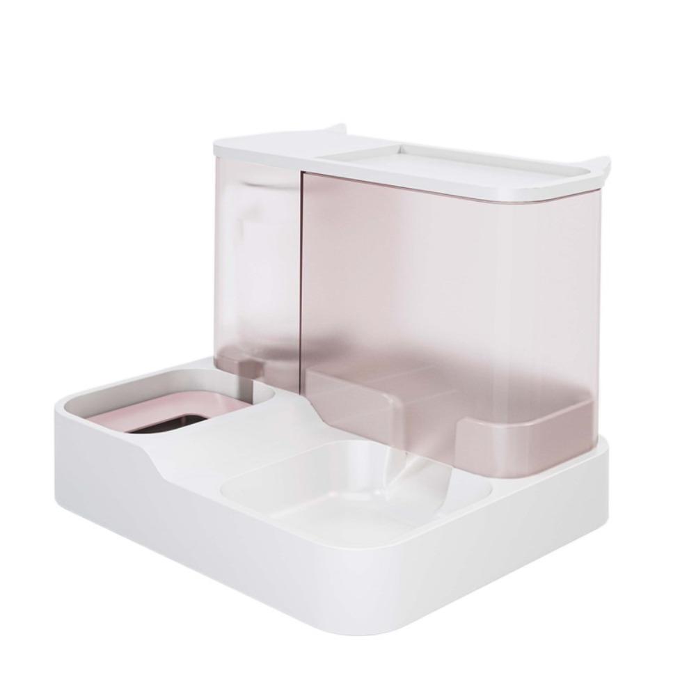 

Автоматическая кормушка для питомцев 2-в-1 с разделением влажной и сухой пищи, съемная миска для собак, большая вместимость с диспенсером для воды розовый