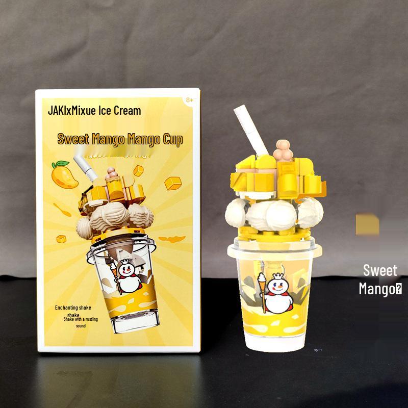 Genuine Mixue Bingcheng Snow King Milk Tea Cup Building Blocks Toy for Kids