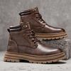 Fashion Men's Lace-Up High Top Shoes Genuine Leather Casual Shoes for Man Retro Motorcycle Boots Fashion Walking Boots Male Ankle Botas
