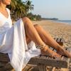 Boho Layered Starfish Whale Tail Imitation Shell Charm Anklet for Women Faux Pearl Seed Beaded Summer Beach Ocean Foot Jewelry