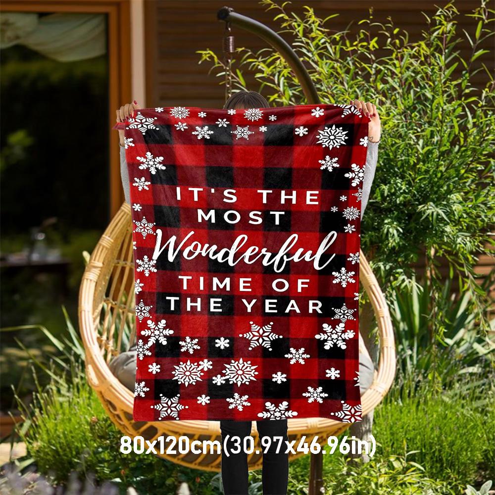 

1pc wonderful time Outdoor Flannel Blanket Soft Warm All-Season Throw for Sofa Bed Car Camping Office, Cozy Gift Idea1195S 80x120cm(31x47inch)