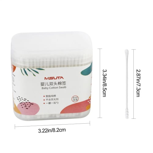 Baby Safety Cotton Swabs, Cotton Buds for Babies | Double-Ended Swabs with Storage Case | Wooden Sticks, Cleaning Tool for Hygiene and Beauty Care