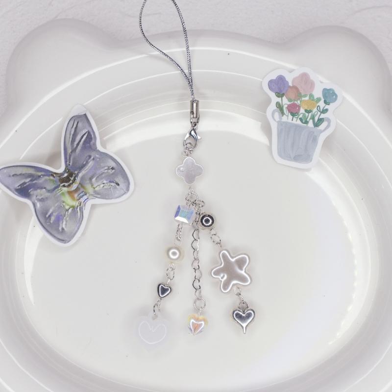 Stylish Mobile Phone Chain Handmade Beaded Keyring Pendant Fashionable Key Chain Practical Phone and Bag Accessory