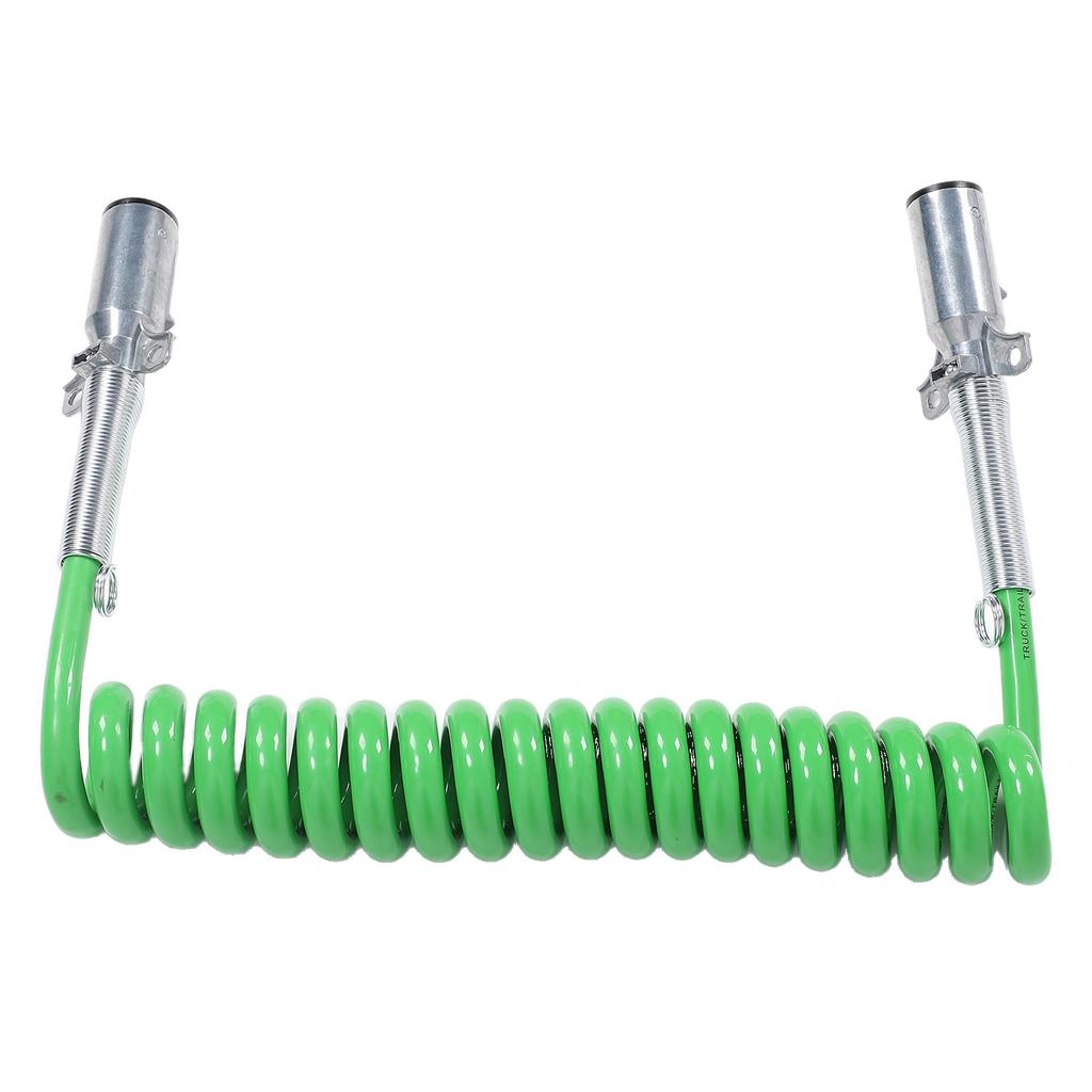 7 Way Coiled Trailer Cord 15ft Enhanced Performance Heavy Duty Electrical Power Coil Cable Wire for Semi Truck Tractor