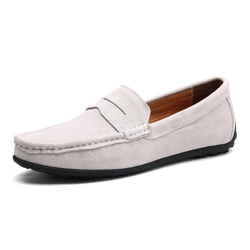 Men Casual Shoes Luxury Mens Loafers Handmade Suede Genuine Leather Men's Shoes Moccasins Slip On Flats Male Luxe Driving Shoes