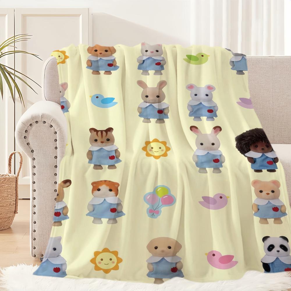 

Cartoon Cute Dod Blanket Plush Nap Sofa rug for S-Sylvanian Living Room Warm Office Bedroom Birthday Home Travel Kid Gifts 30x40in