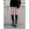 Spice girls pointed western cowboy boots women's 2025 autumn and winter new thin V-mouth niche pile boots