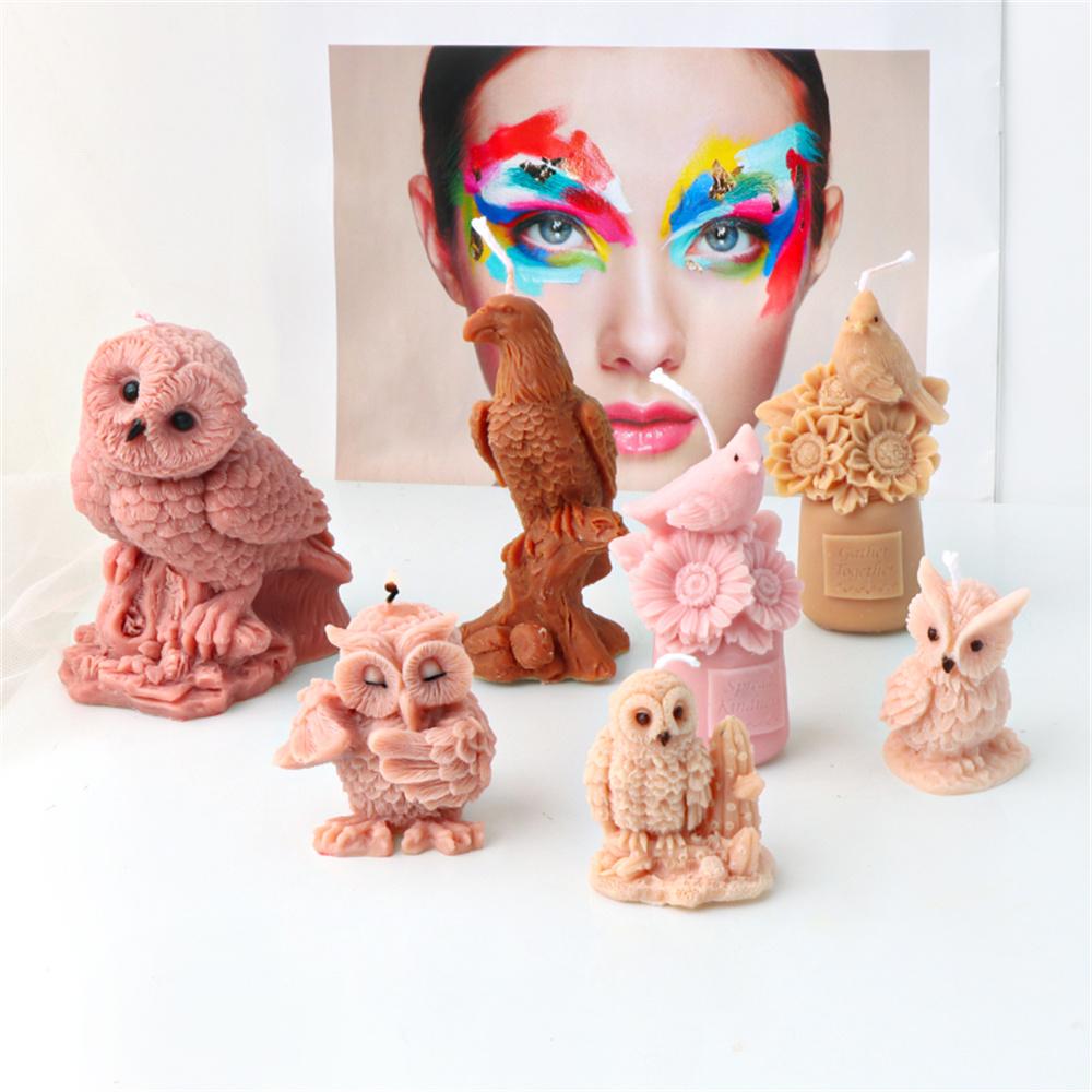 3D Owl Candle Silicone Mold DIY Animal Mold Home Decor Used for Making Candle Cake Chocolate Candy Handmade Soap Gypsum Crafts