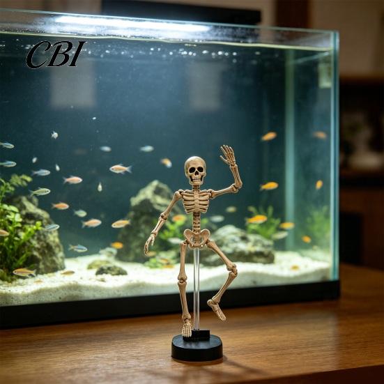 Decorazione per Acquario Festa di Halloween Scheletro Dinamico Decorazione Acquario, Ornamento Danzante Azionato ad Aria Accessorio, Paesaggio Subacqueo Spettrale per
