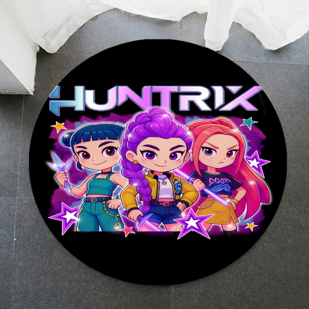 K-POP D-Demon H-Hunters Round Rug for Kids Room Pink Play Mat Soft Non-Slip Carpet for Girls Boys Bedroom Personalized Floor Mat