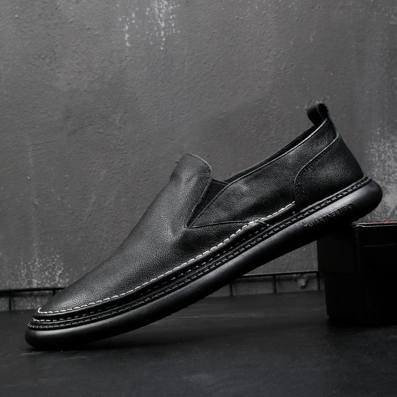 

Новые высококачественные мужские повседневные туфли из натуральной коровьей кожи весна-осень без застежек удобные туфли на плоской подошве трендовые роскошные лоферы US10 EU44 чёрный
