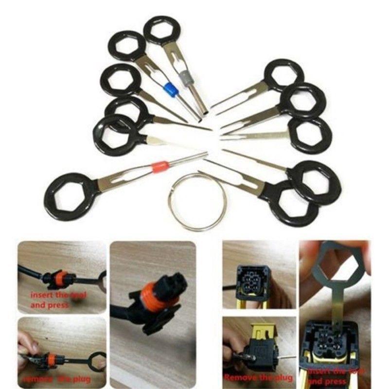 Terminal Removal Tool Kit Terminal Pin Extractor Wire Connector Pin Release Key Tool Set Extractor Puller Repair Remover for Car