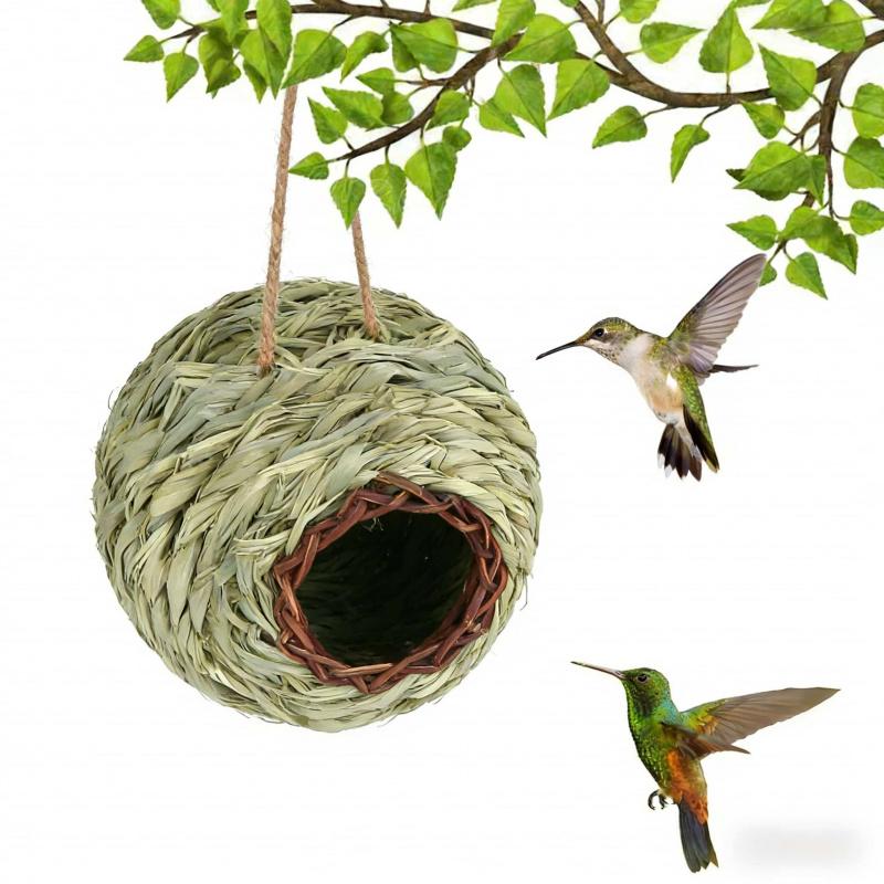Outdoor Courtyard Balcony Special Hand-Woven Spherical Bird Nest Creative Bird House Attract Birds Habitat Gardening Decoration
