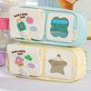 PVC Display Y2K Cartoon Stationery Bag Embroidery Ins Pencil Pouch Cute Korean Pencil Case  Student
