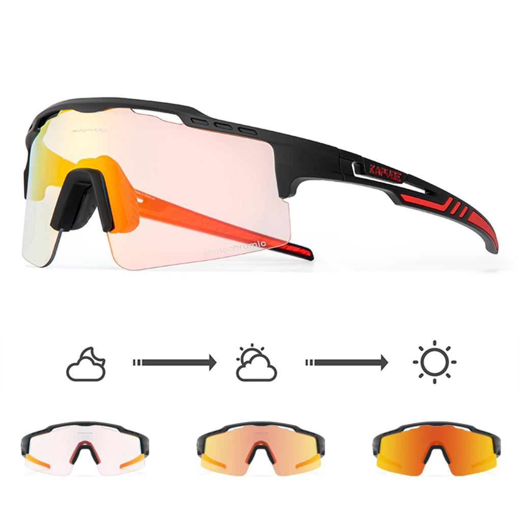 KAPVOE Photochromic Sunglasses Cycling Glasses for Men Women Cycle Eyewear Goggle Sports Speed Road MTB Mountain Bike Bicycle