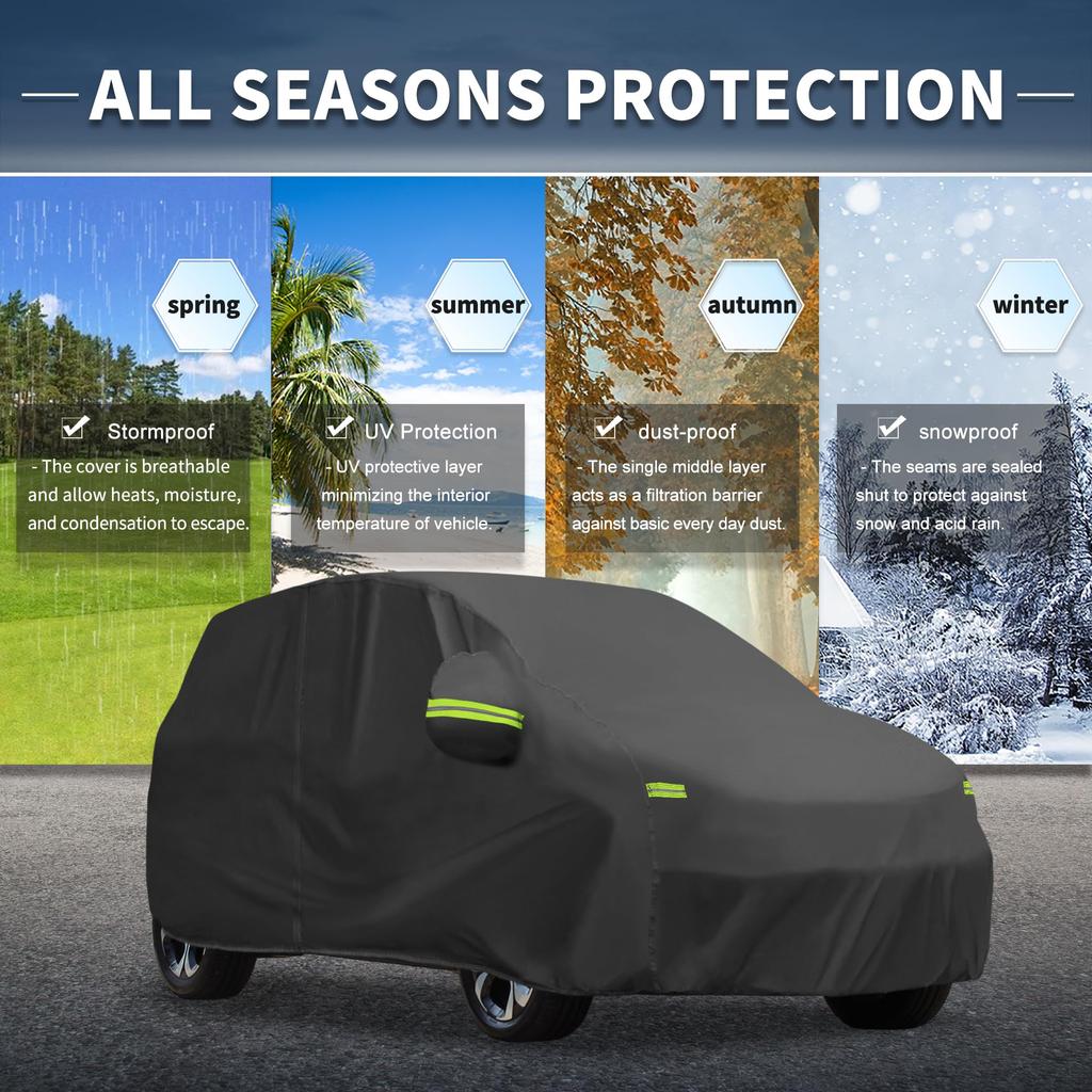 X AUTOHAUX Suzuki 355x148x143cm Light Car Body Aluminum Spunlace with Windproof Rainy Season Strong Yellow Hail Side Nighttime Safety Easy To Put On