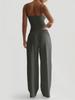 Summer Camisole Crop Top Long Pants Casual Wide Leg Pants Lazy Style Set For Women