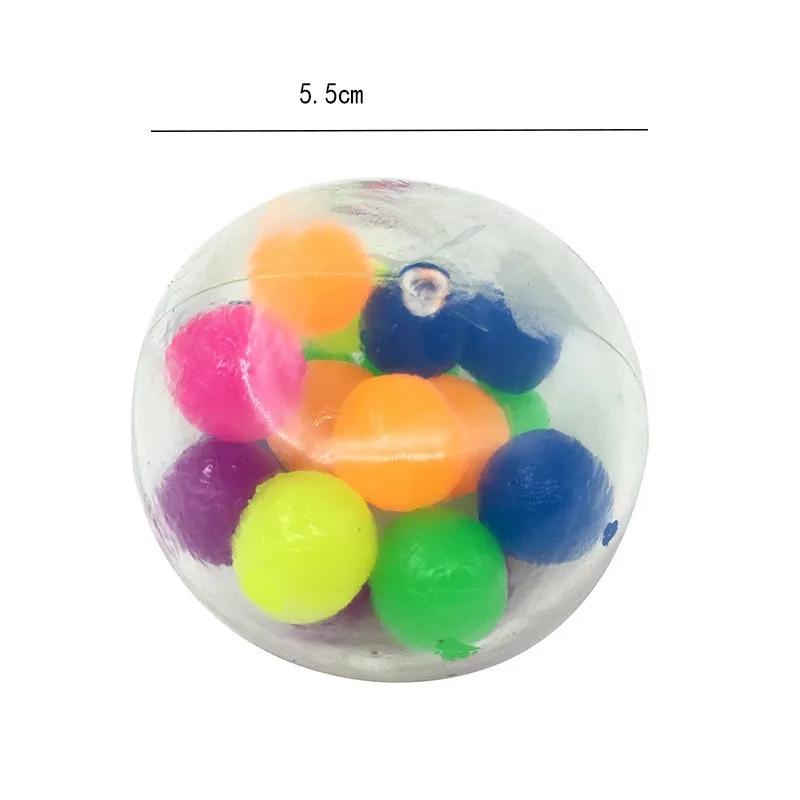 Fidget Toy Rainbow Anti-stress Fidget Tactile Toy 3pcs Soft Ball Colored Beads Autism Mood Squeeze Relief Healthy Vent Children Toy
