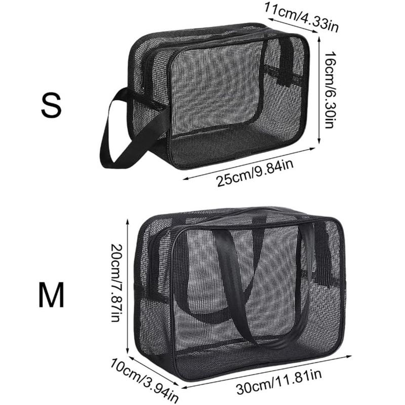 Dual-Zip Design Mesh Shower Caddy Tote Bag Cosmetic Storage Bag Multifunctional Shower Bag Large Capacity