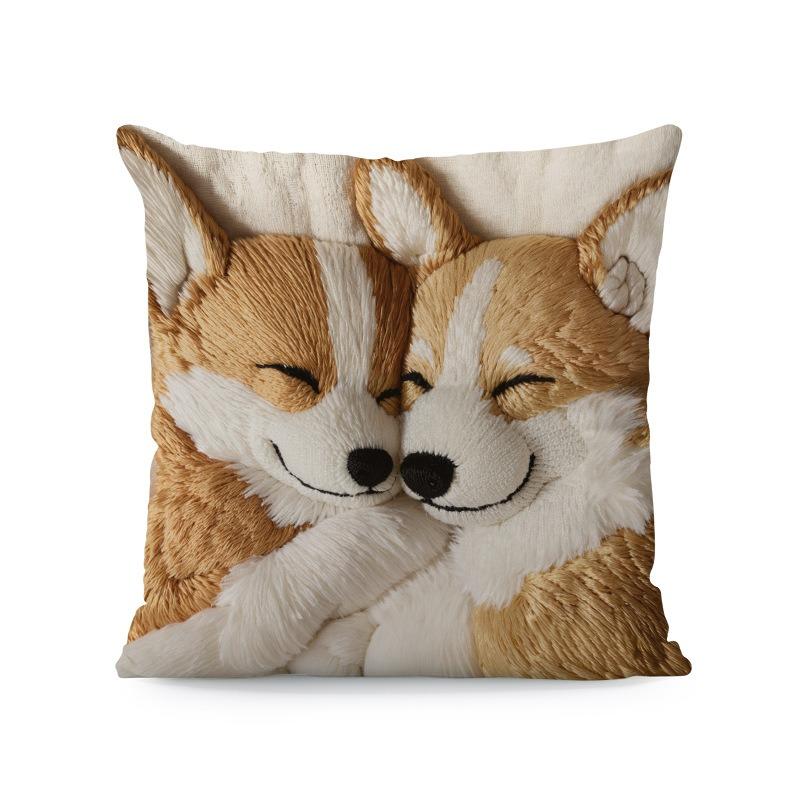 Modern Vintage Alpaca-Themed Pillowcase with Double-Sided Print and Zipper Closure