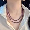 4Mm Autumn And Winter Natural Royal Amethyst Design Sense Multi-Layer Necklace Sweater Chain