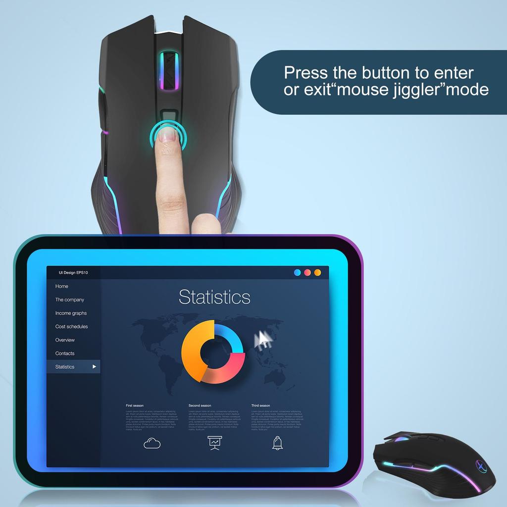 2.4G RGB Wireless Ergonomic Keyboard & Mouse Set with 7-Color Backlit and Anti-Sleep Jitter