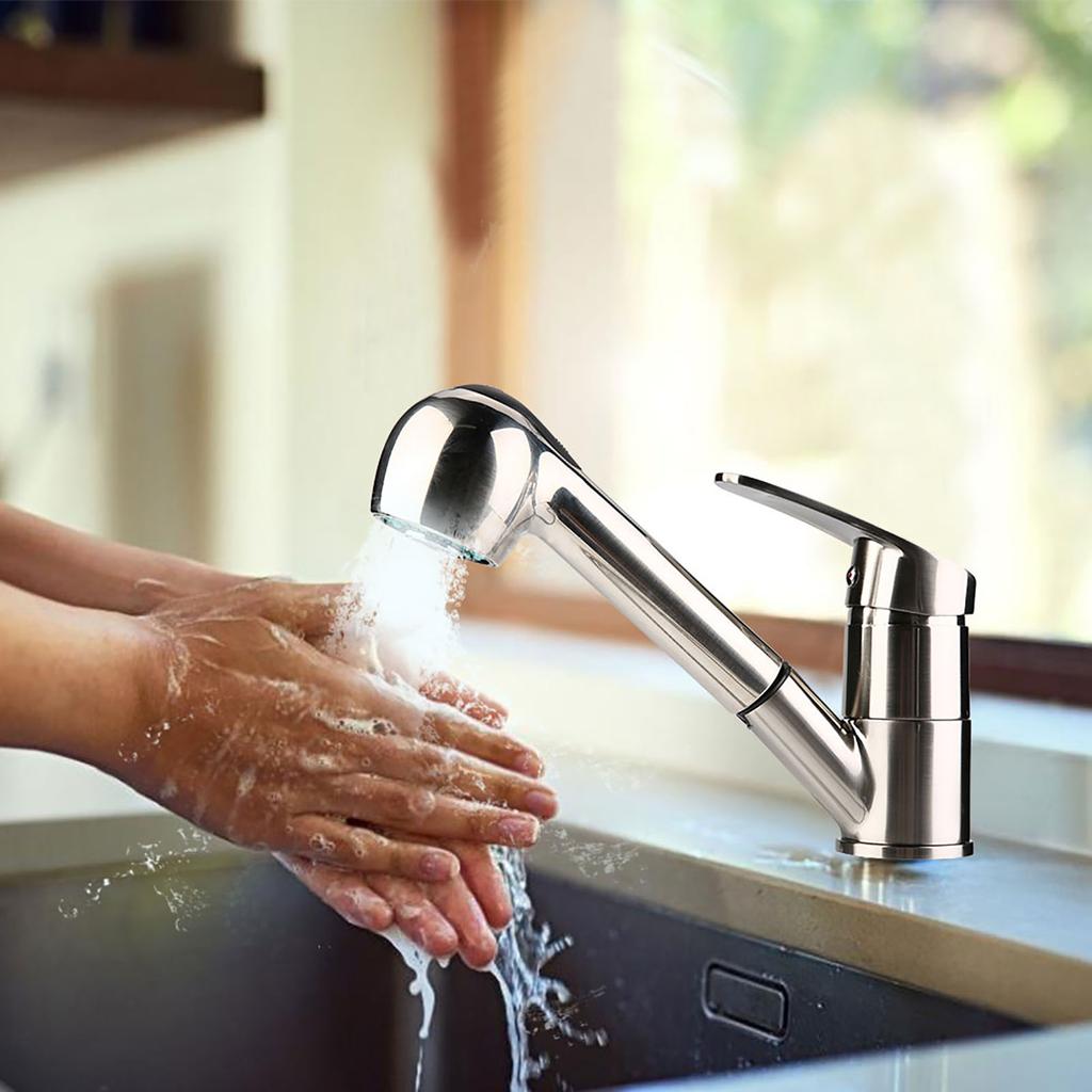 Pull out Kitchen Sink Cold Water Faucet Tap (Nickel Plating Brushed  Standard G1/2")