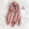 Scarf Women's Winter Simple Versatile Soft Double Sided Solid Color Shawl Tassel Imitation Cashmere Thickened Autumn and Winter Warm Scarf