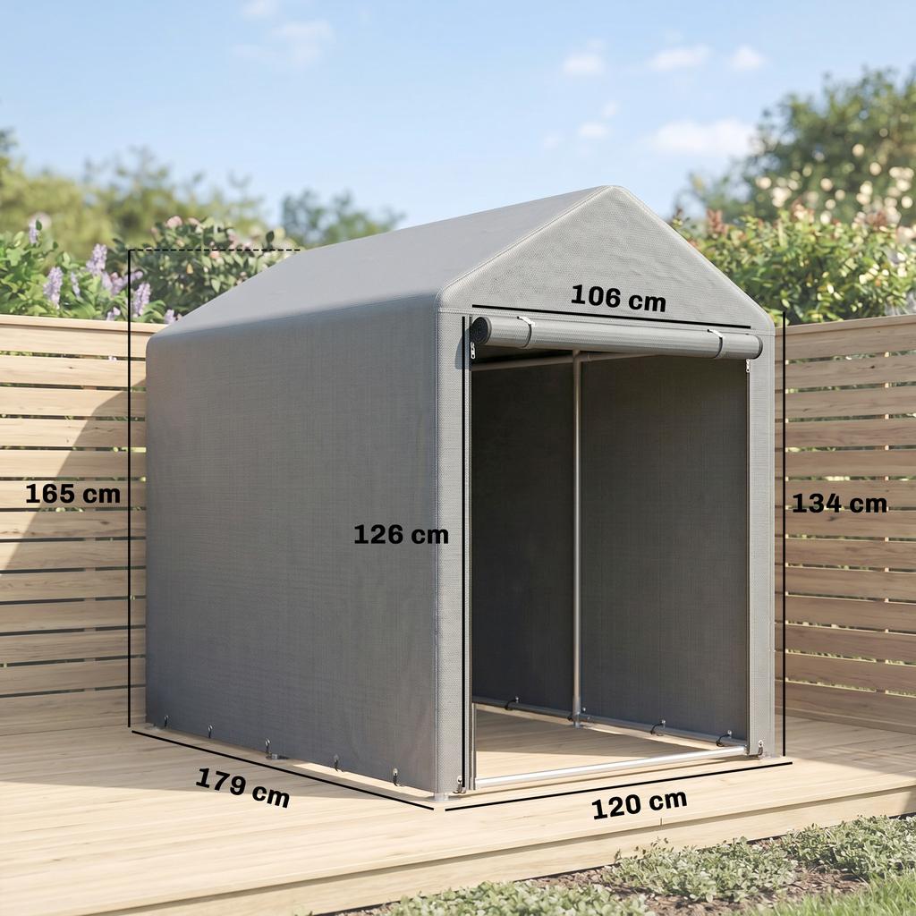 179 x 120cm Temporary Garden Shed, with Accessories - Light Grey
