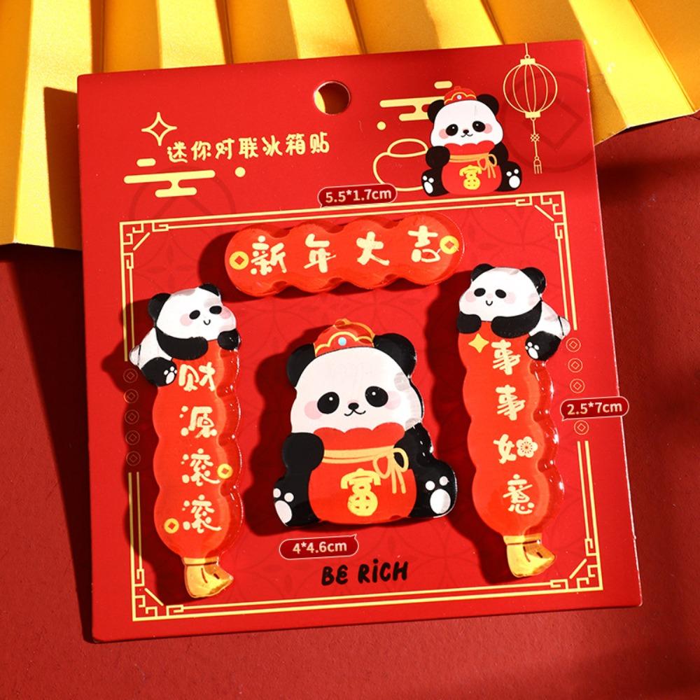 Mahjong New Year Refrigerator Magnet Panda Refrigerator Couplet Sticker  New Year Gift