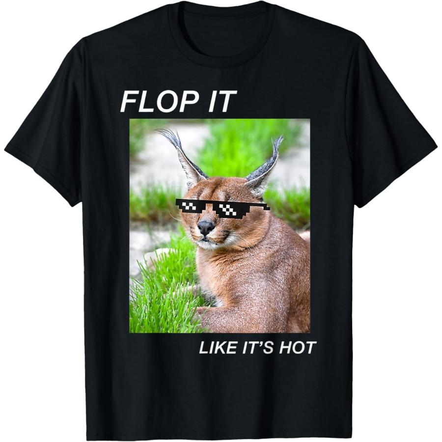 meme cat caracal big floppa joke ironic humor funny graphic T-Shirt for Men Women XXXXXL чёрный