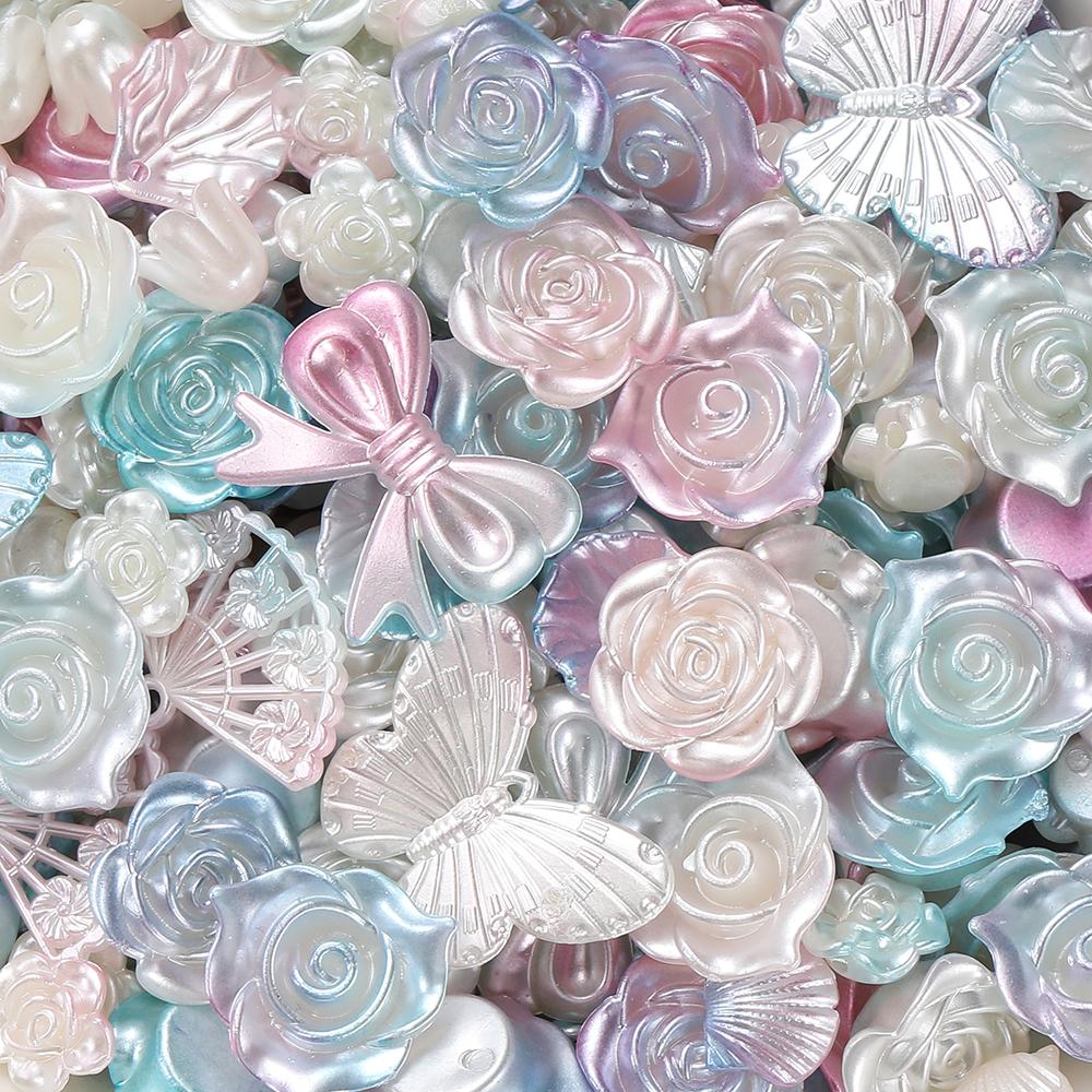 30g/Lot Colorful Mixed Butterfly Fan Acrylic Beads Spacer Loose Bead for DIY Necklace Bracelet Jewelry Making Accessories