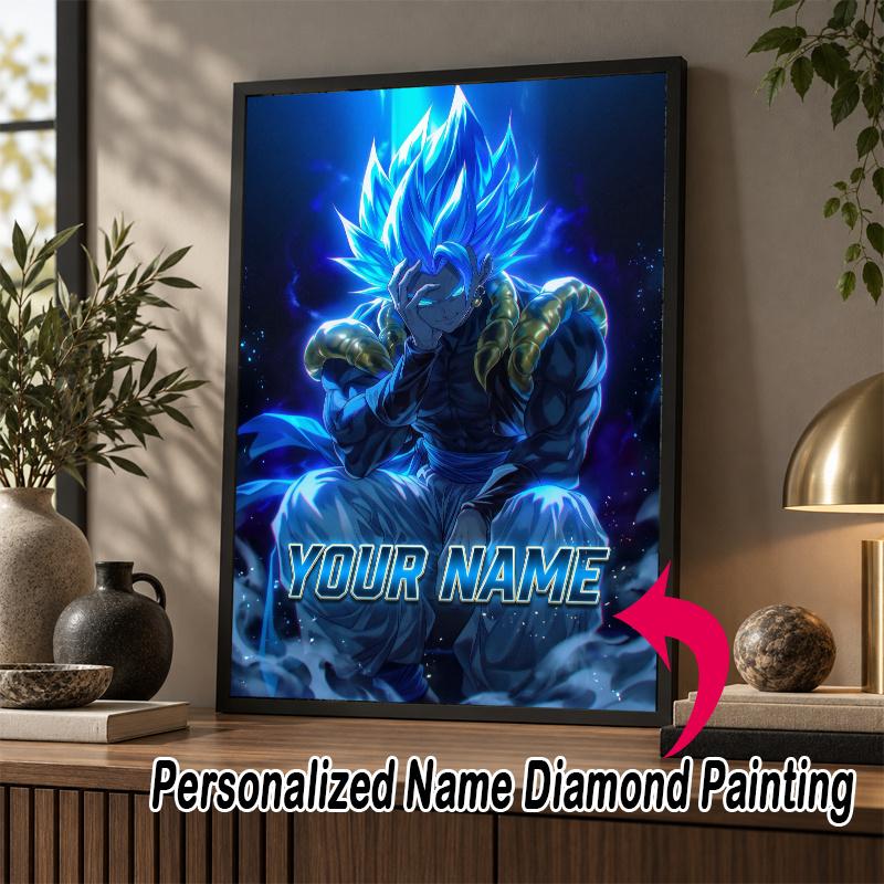 Personalized Gogeta Diamond Art Custom Name 5D Diamond Painting Full Drill DIY Craft