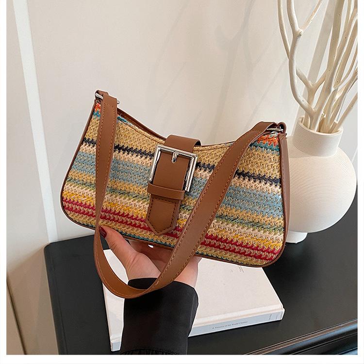 

Seaside vacation underarm straw bag women s 2025 summer new fashion casual beach bag simple shoulder bag