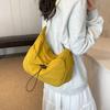 Adjustable Shoulder Straps Drawstring Bucket Bag Solid Color Canvas Crossbody Bag  Student