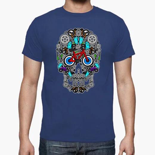 Symmetry Color of Skeleton Bicycle TShirt Summer Cotton ONeck Short Sleeve Mens T Shirt New S3XL