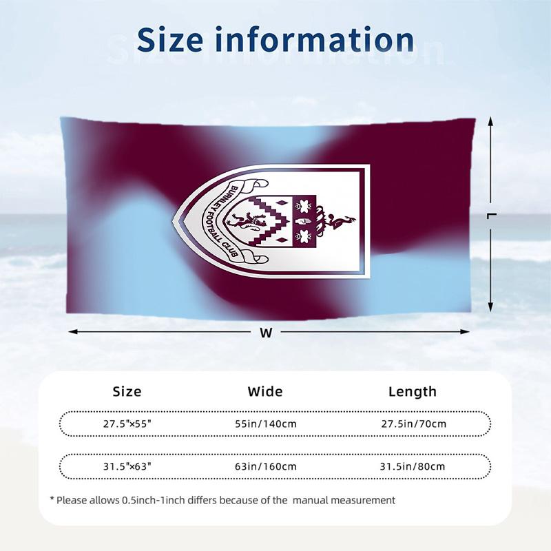 Burnley Football Beach Towel Soft Microfiber Summer Towel Quick Dry Absorbent Towel for Beach Swimming Pool Travel