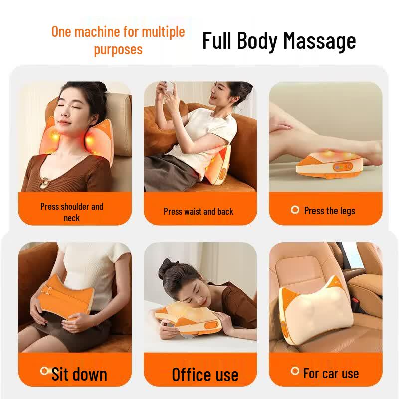 HEZHENG Cat Ear Kneading & Heat Massage Pillow CN Plug (adapter Included)